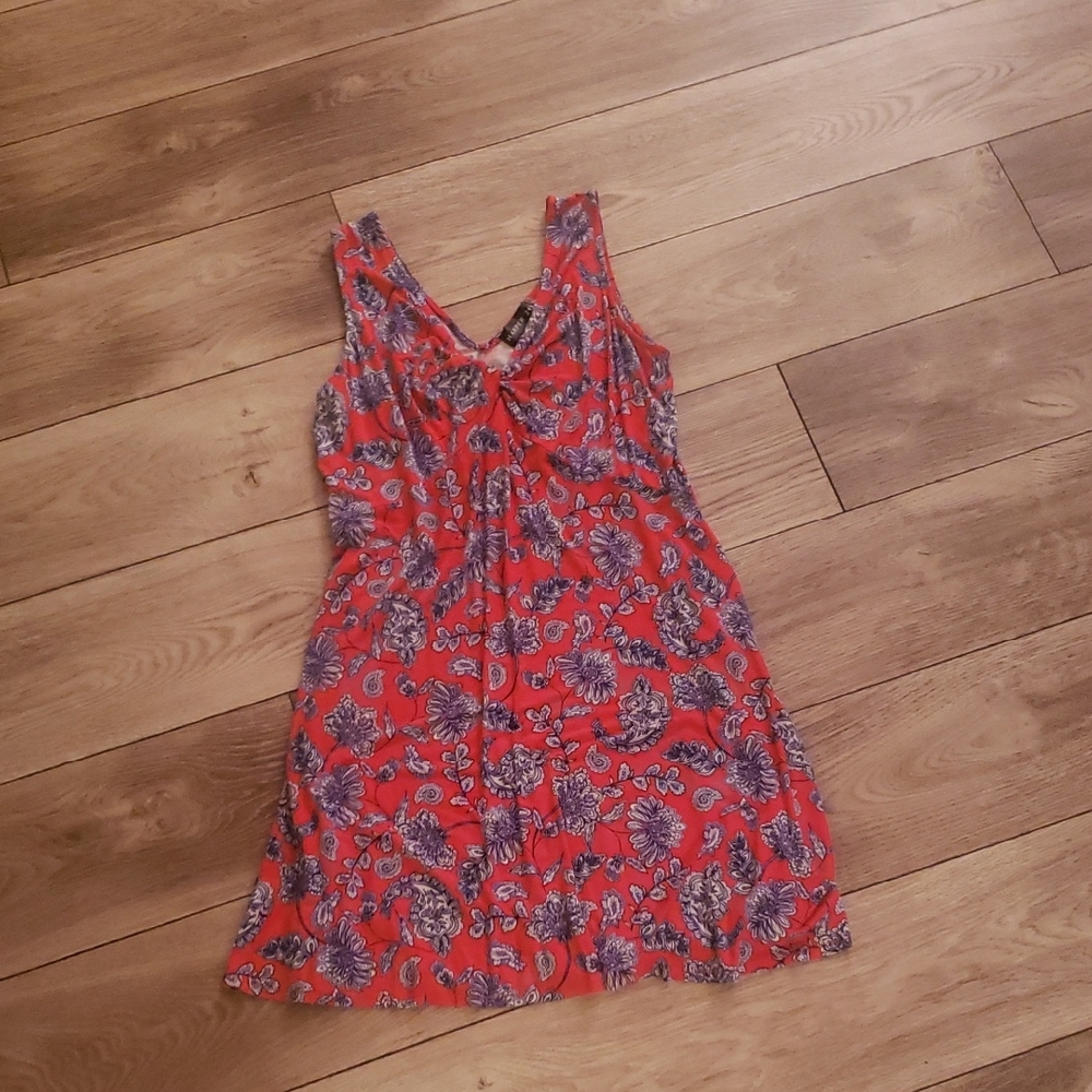 Floral Sleeveless Dress - Red and Purple
